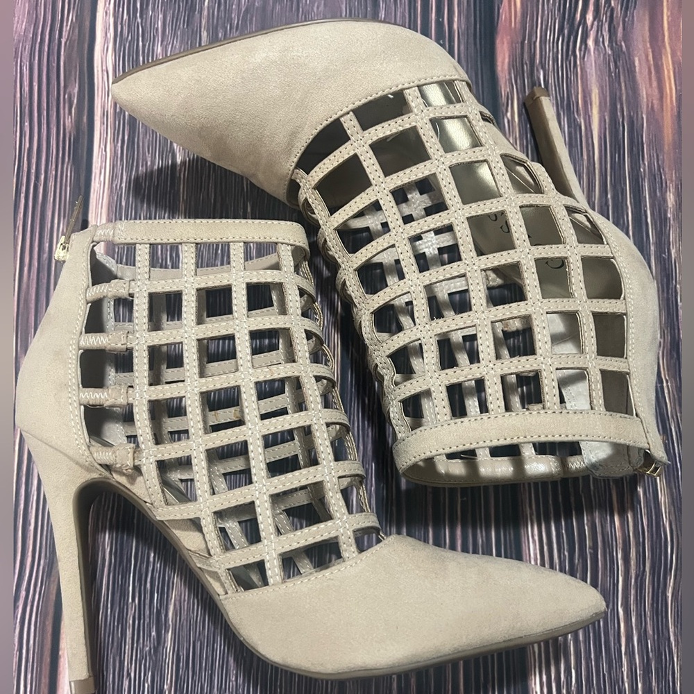 Guess Tan Cage Heels with Stiletto Design